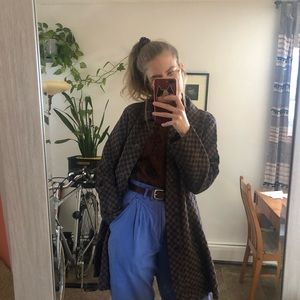 Flax linen cotton checkered jacket